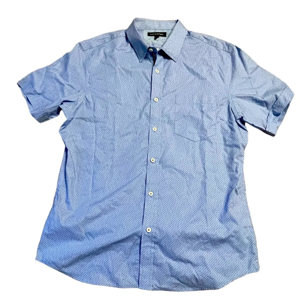 Men’s Banana Republic Short Sleeve Button Down Shirt Blue NWT Size Large